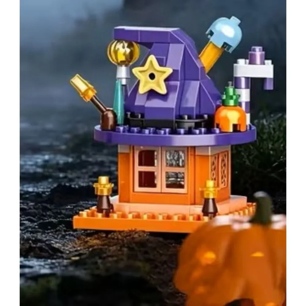 Halloween Magic House Building Block Set 90 PCS Witch Hat Pumpkin Mini Bricks